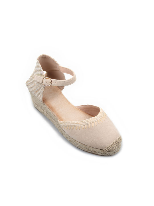 Fshoes Women's Suede Platform Espadrilles Beige