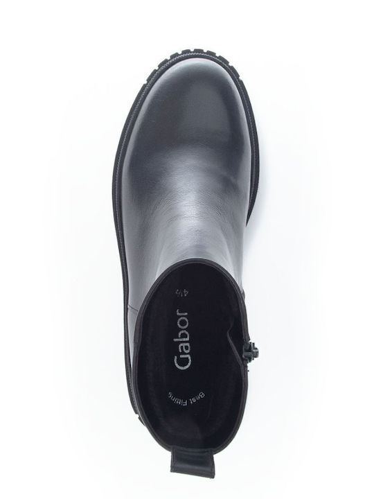 Leder Stiefeletten Damen mit Pelz Schwarz