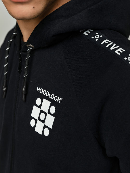 HoodLoom Herren Sweatshirt Jacke mit Kapuze und Taschen Schwarz