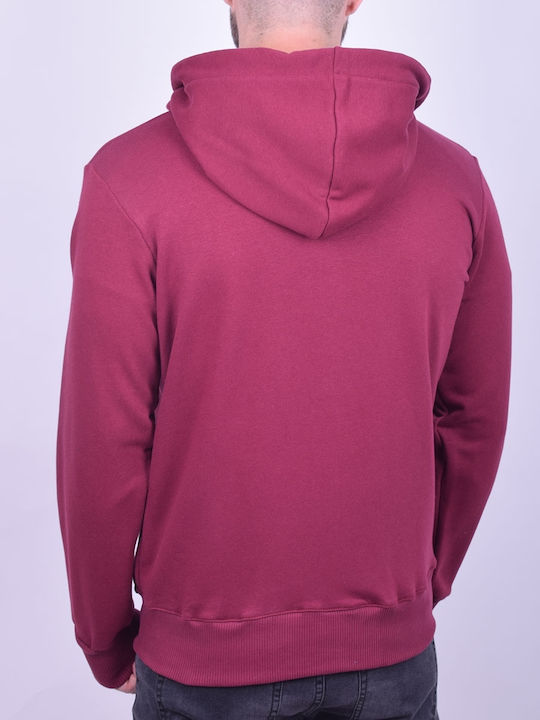 New Wave Men's Sweatshirt Jacket with Hood and Pockets Burgundy