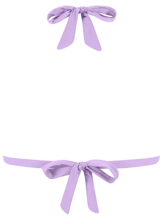 MrMiss Padded Triangle Bikini Top with Ruffles Purple