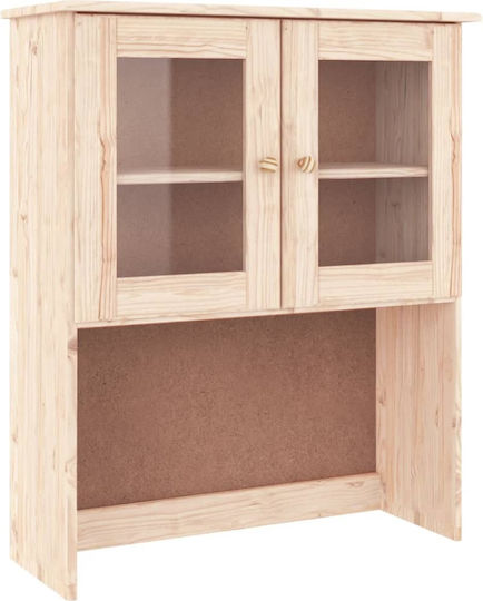 Bodenstehend Wohnzimmer Vitrine aus Massivholz mit Glas Natürlich 77cm