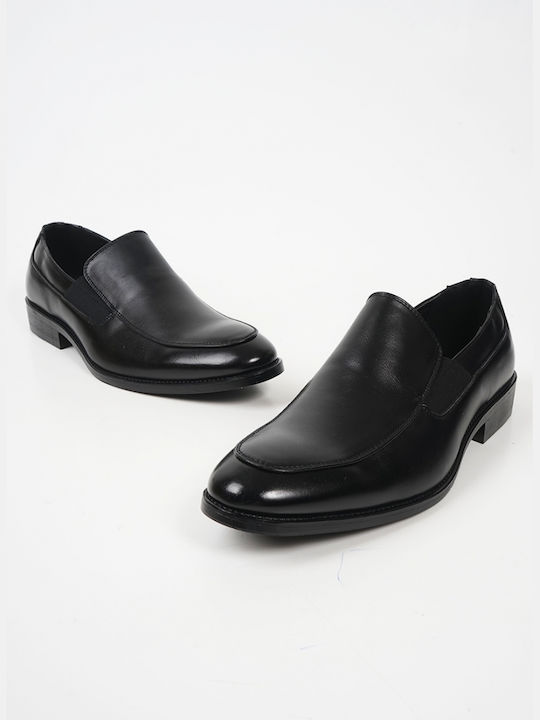 Piazza Shoes Leder Herren Mokassins in Schwarz Farbe