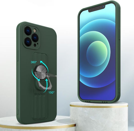 Finger Grip Back Cover Σιλικόνης Μαύρο (Galaxy S21+ 5G)