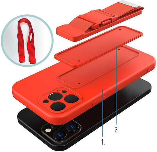 Rope Umschlag Rückseite Silikon 1mm mit Band Rot (Galaxy A32 5G)