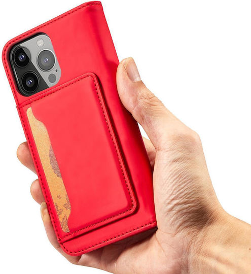 Magnet Card Книга Силикон / Кожа Червен (Galaxy S23)