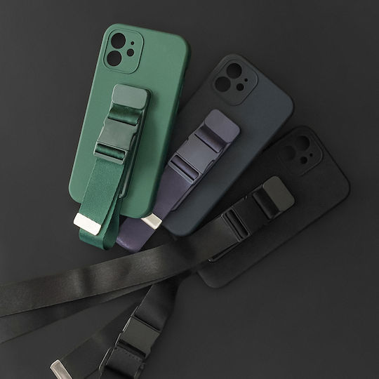 Rope Back Cover Silicon 1mm cu Curea Roz (iPhone XR)