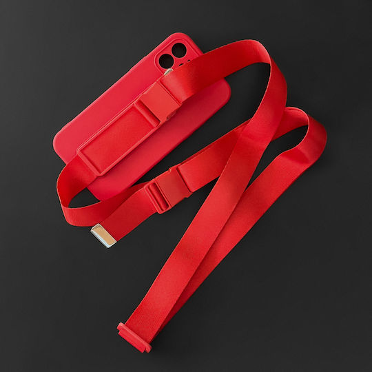 Rope Back Cover Silicon 1mm cu Curea Roz (iPhone XR)