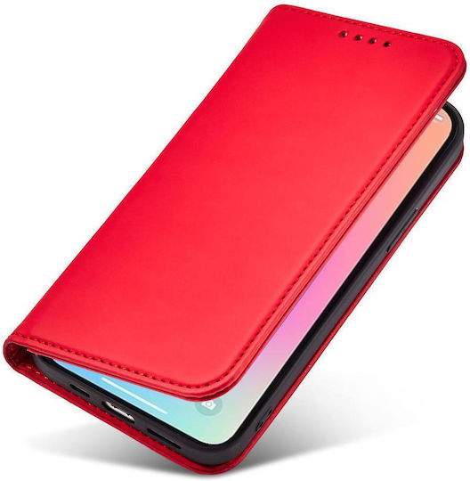 Magnet Card Книга Силикон / Кожа Червен (Galaxy S23)