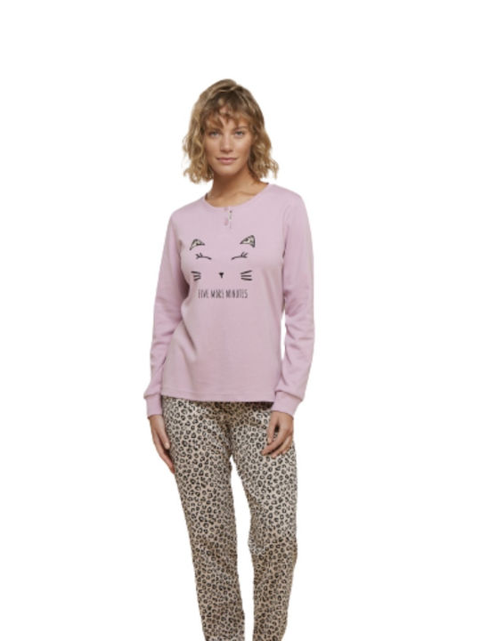 Noidinotte Winter Damen Pyjama-Set Rosa