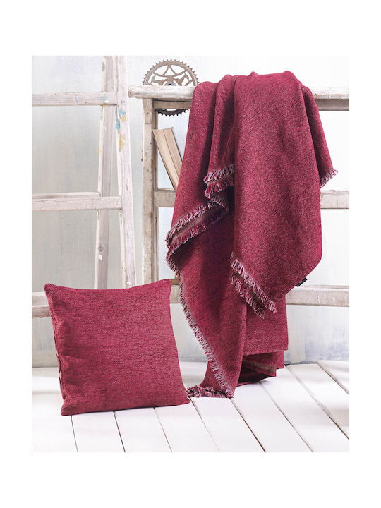 Rythmos Dekorativer Kissenbezug Avida aus 100% Baumwolle Burgundisch 40x40cm