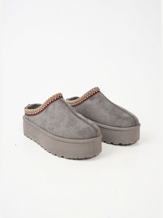 Piazza Shoes Women's Slippers with Fur Gray