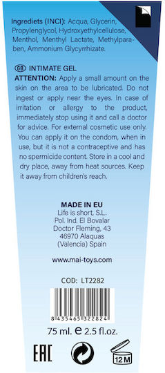 Mai BTB Back To Basics Water Based Lubricant Cold Feeling 75ml
