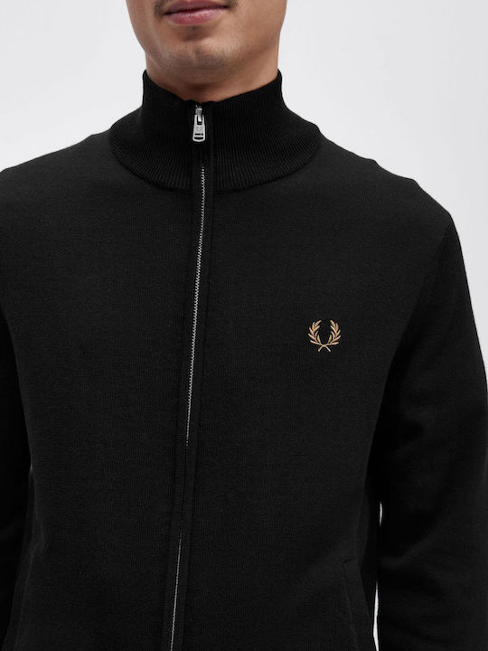 Fred Perry Ανδρική Ζακέτα Πλεκτή με Φερμουάρ Μαύρη