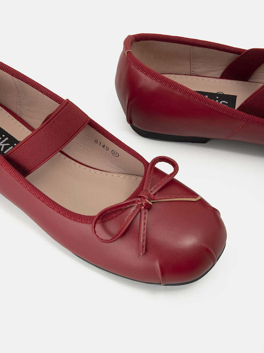 Damen Ballerinas aus Lackleder in Burgundisch Farbe