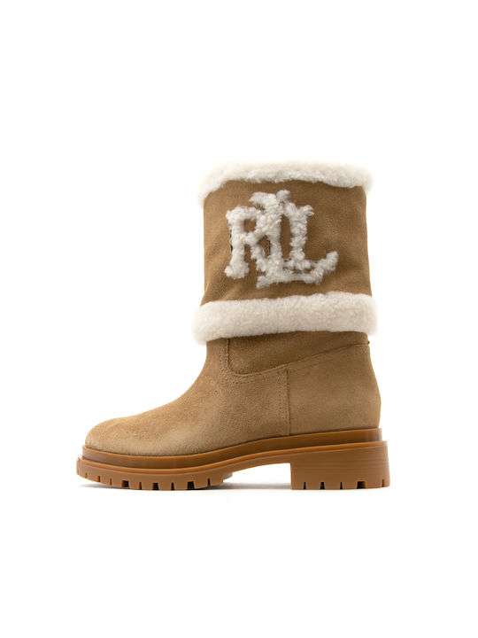 Ralph Lauren Wildleder Damen Knöchelstiefel Weiß