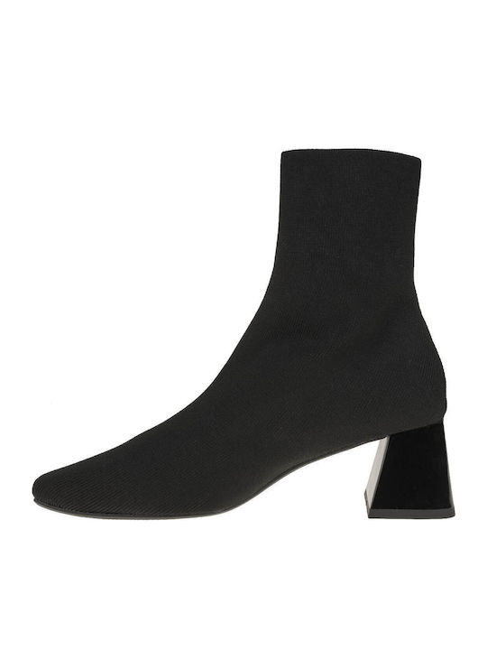 Women's Ankle Boots made of Patent Leather with Medium Heel Black
