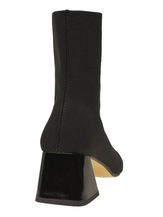 Women's Ankle Boots made of Patent Leather with Medium Heel Black