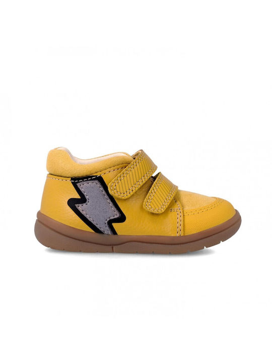 Garvalin Kids Leather Boots with Hoop & Loop Closure Yellow