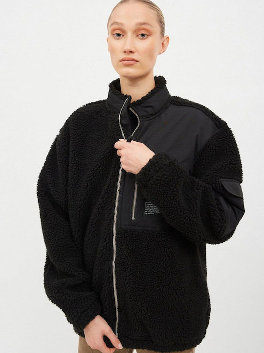 Women's Short Puffer Jacket for Winter Black