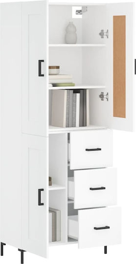 Ντουλάπα Γραφείου Ξύλινη Λευκό 69.5x34x180cm