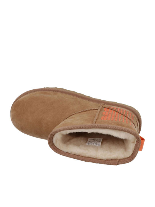 Classic Mini Ghete Dama De Catifea Tabac Maro