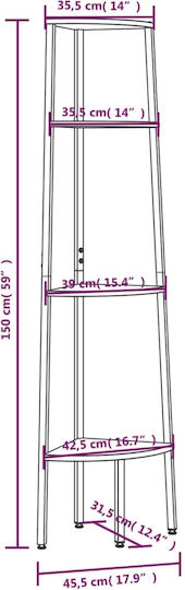 Eckbibliothek Schwarz 45.5x31.5x150cm