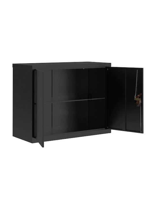 Cabinet de Birou Metalic Negru 90x40x70cm