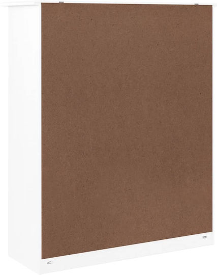 Vitrină de Sufragerie din Lemn Masiv Alb cu Geam 77x30x92cm