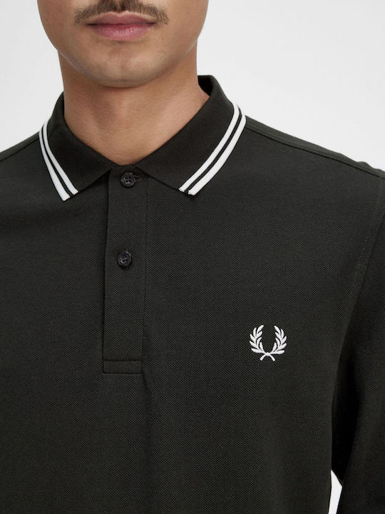 Fred Perry Twin Tipped Ανδρική Μπλούζα Μακρυμάνικη Polo Πράσινη