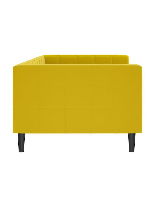 Sofa Bed Single Upholstered with Fabric Yellow with Slats for Mattress 90x200cm