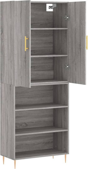 Living Room Display Cabinet Made of Grey Particle Board 69.5x34x180cm