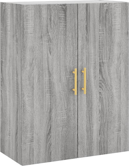 Living Room Display Cabinet Made of Grey Particle Board 69.5x34x180cm