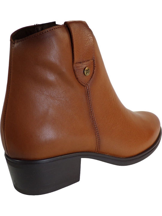 Leder Stiefeletten Damen Tabac Braun