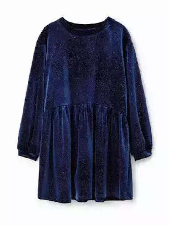 Desigual Mädchen Kleid Langärmelig Blau