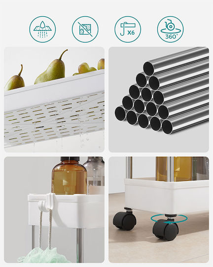 Songmics Ράφι / Βάση Οργάνωσης Πλαστικό 42x13.5x60εκ. Λευκό