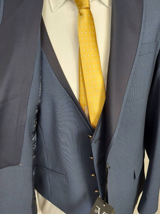 Men's Suit with Vest Navy Blue 07.32.NIKOLA