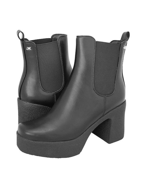 Gianna Kazakou Tamba Leather Women's Chelsea Boots with High Heel Black