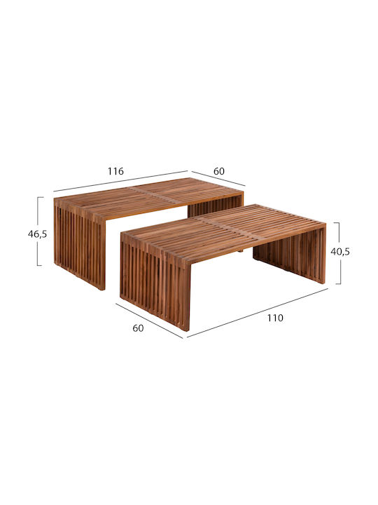 Rectangular Coffee Table Nya from Solid Wood Natural L116xW60xH46.5cm.