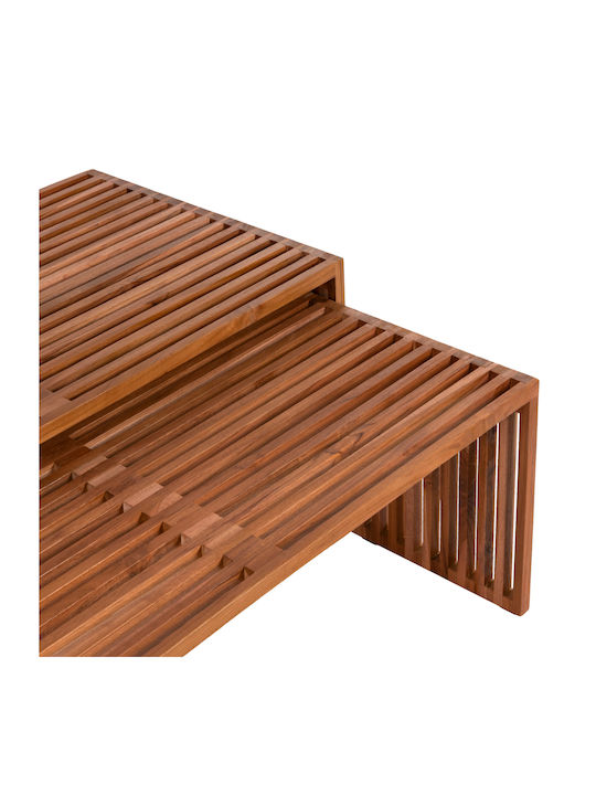 Rectangular Central Coffee Table Nya Made of Solid Wood Natural W116xD60xH46.5cm