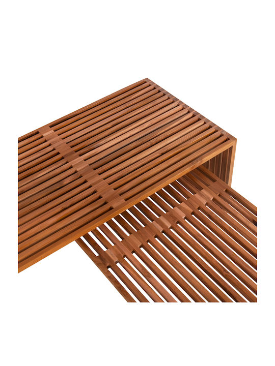 Rectangular Central Coffee Table Nya Made of Solid Wood Natural W116xD60xH46.5cm