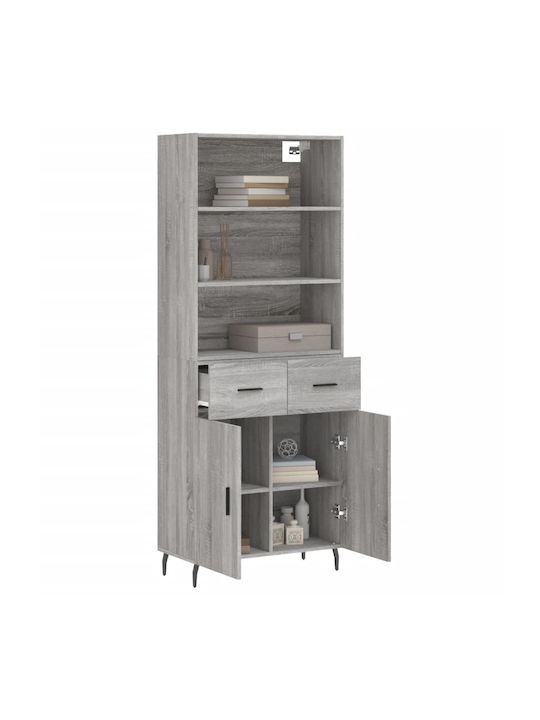 Bookcase Grey 69.5x34x180cm