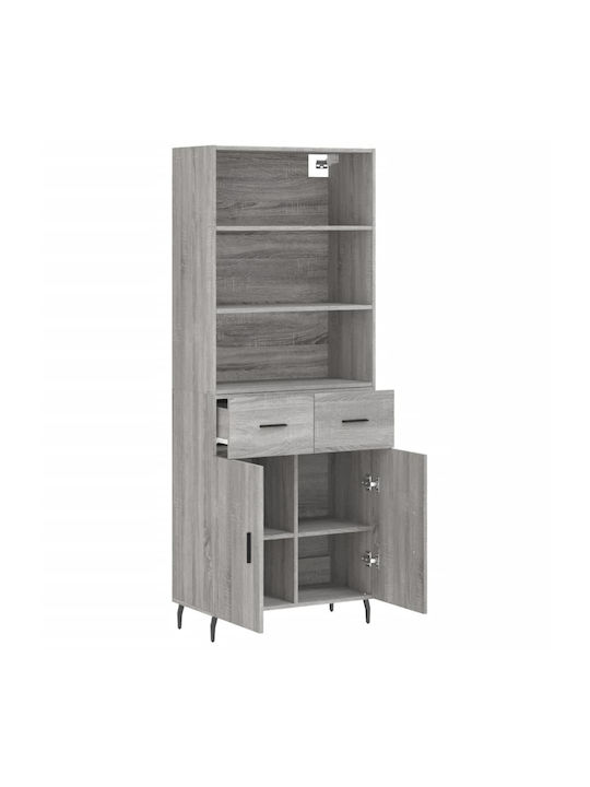 Bookcase Grey 69.5x34x180cm