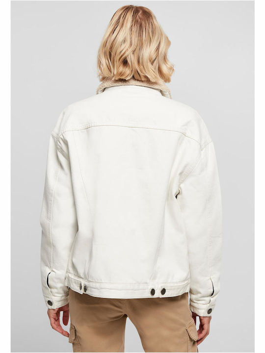 Kurz Damen Jeansjacke Weiß
