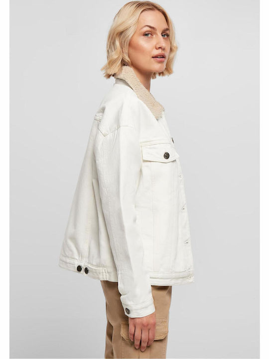 Kurz Damen Jeansjacke Weiß