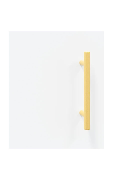 Floor-standing Living Room Display Cabinet made of Particleboard with Glass White 34.5x34x180cm