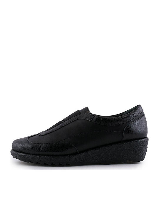Leder Damen Loafers in Schwarz Farbe