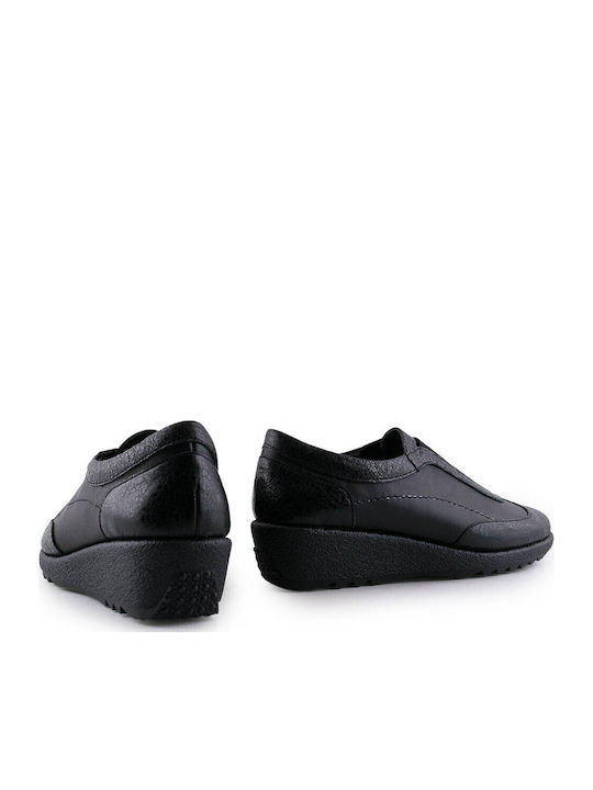 Leder Damen Loafers in Schwarz Farbe
