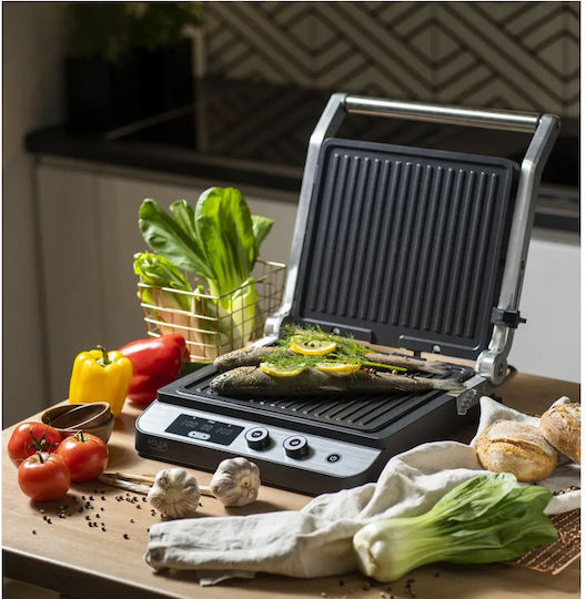 Adler Tabletop Electric Grill Smooth and Ribbed Plate 3000W with Adjustable Thermostat 29cmx26cmcm