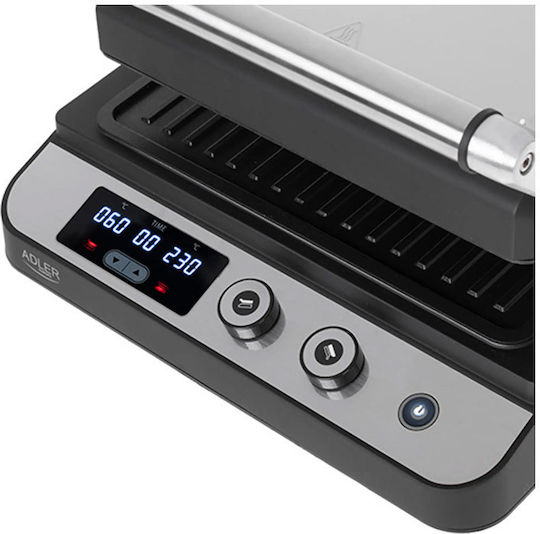 Adler Tabletop Electric Grill Smooth and Ribbed Plate 3000W with Adjustable Thermostat 29cmx26cmcm